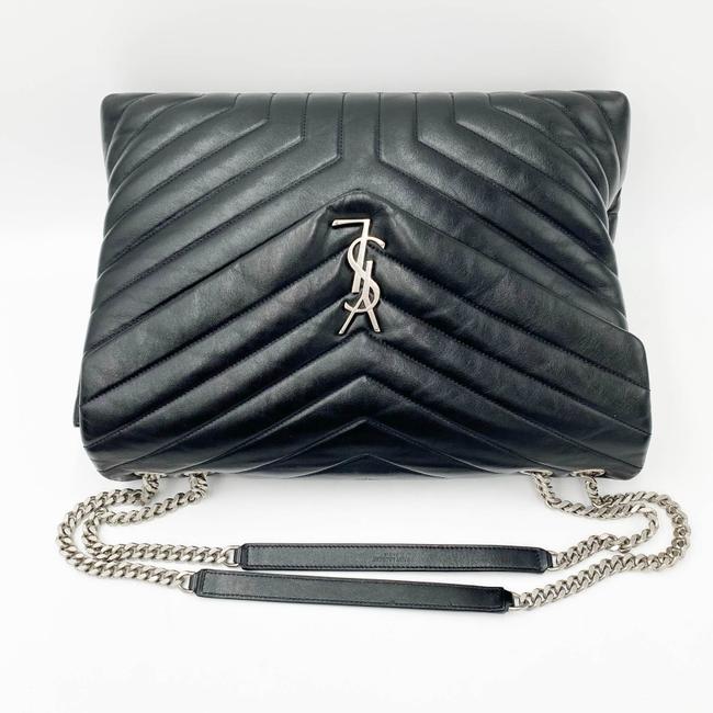 Saint Laurent Monogram Loulou Calfskin Y Quilted Monogram Large Chain Satchel Black Leather Shoulder Bag - image 8