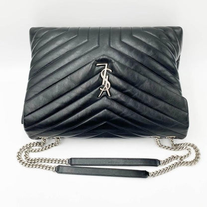 Saint Laurent Monogram Loulou Calfskin Y Quilted Monogram Large Chain Satchel Black Leather Shoulder Bag - image 8