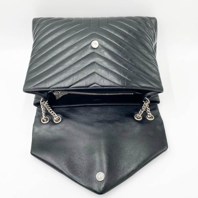 Saint Laurent Monogram Loulou Calfskin Y Quilted Monogram Large Chain Satchel Black Leather Shoulder Bag - image 9