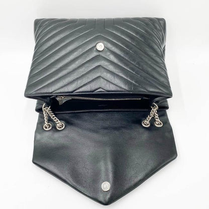 Saint Laurent Monogram Loulou Calfskin Y Quilted Monogram Large Chain Satchel Black Leather Shoulder Bag - image 9