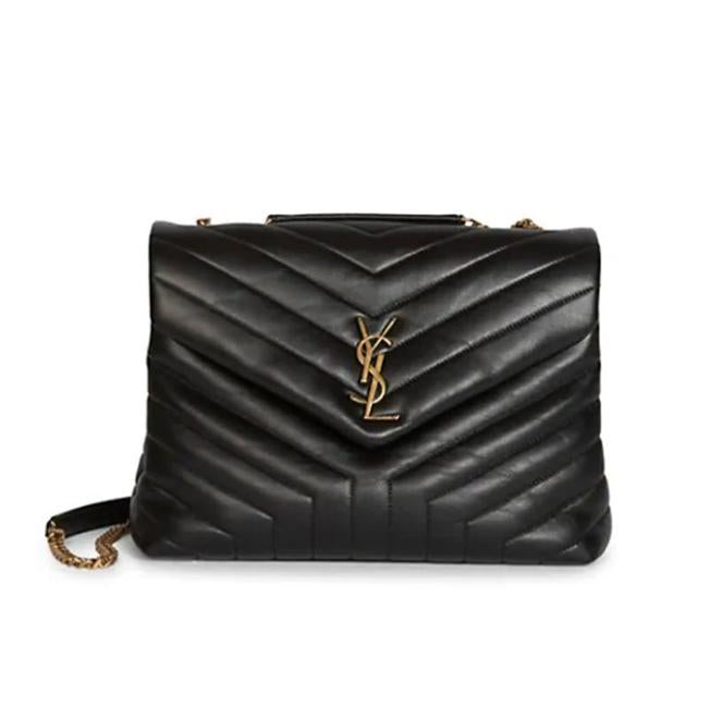Saint Laurent Monogram Loulou Calfskin Y Quilted Monogram Medium Chain Satchel Black Leather Tote - photo 1