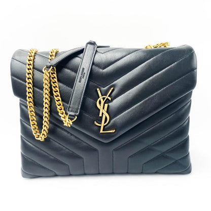 Saint Laurent Monogram Loulou Calfskin Y Quilted Monogram Medium Chain Satchel Black Leather Tote - image 3