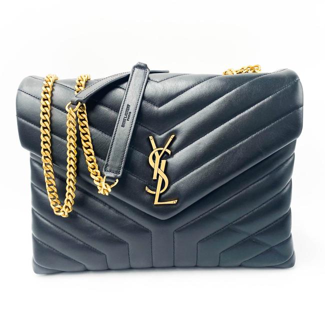 Saint Laurent Monogram Loulou Calfskin Y Quilted Monogram Medium Chain Satchel Black Leather Tote - photo 3