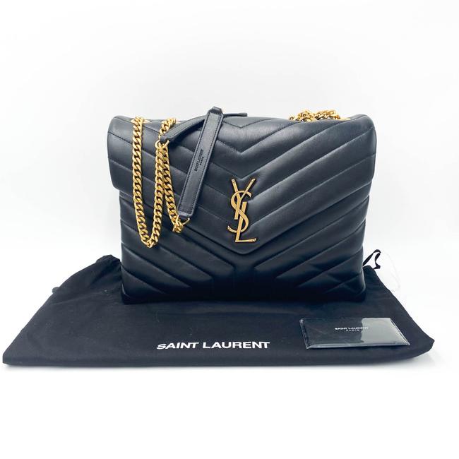 Saint Laurent Monogram Loulou Calfskin Y Quilted Monogram Medium Chain Satchel Black Leather Tote - photo 4