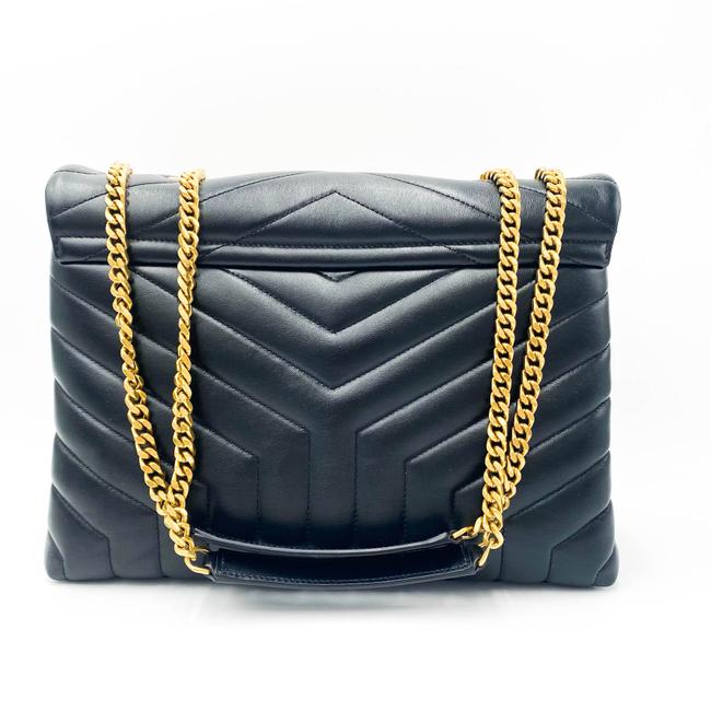 Saint Laurent Monogram Loulou Calfskin Y Quilted Monogram Medium Chain Satchel Black Leather Tote - image 6