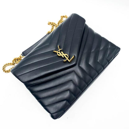 Saint Laurent Monogram Loulou Calfskin Y Quilted Monogram Medium Chain Satchel Black Leather Tote - photo 8