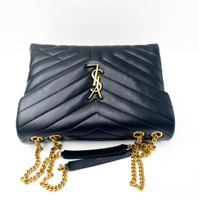 Saint Laurent Monogram Loulou Calfskin Y Quilted Monogram Medium Chain Satchel Black Leather Tote - image 9