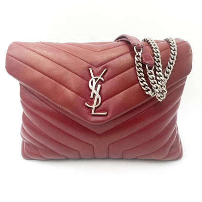 Saint Laurent Monogram Loulou Calfskin Y Quilted Monogram Medium Chain Satchel Palissandre Red Leather Shoulder Bag - image 3