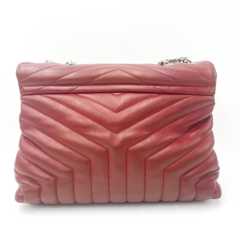 Saint Laurent Monogram Loulou Calfskin Y Quilted Monogram Medium Chain Satchel Palissandre Red Leather Shoulder Bag - image 5