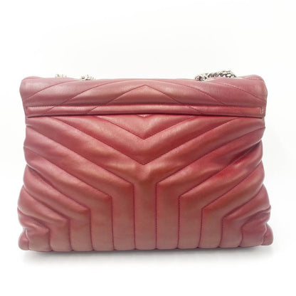 Saint Laurent Monogram Loulou Calfskin Y Quilted Monogram Medium Chain Satchel Palissandre Red Leather Shoulder Bag - image 5