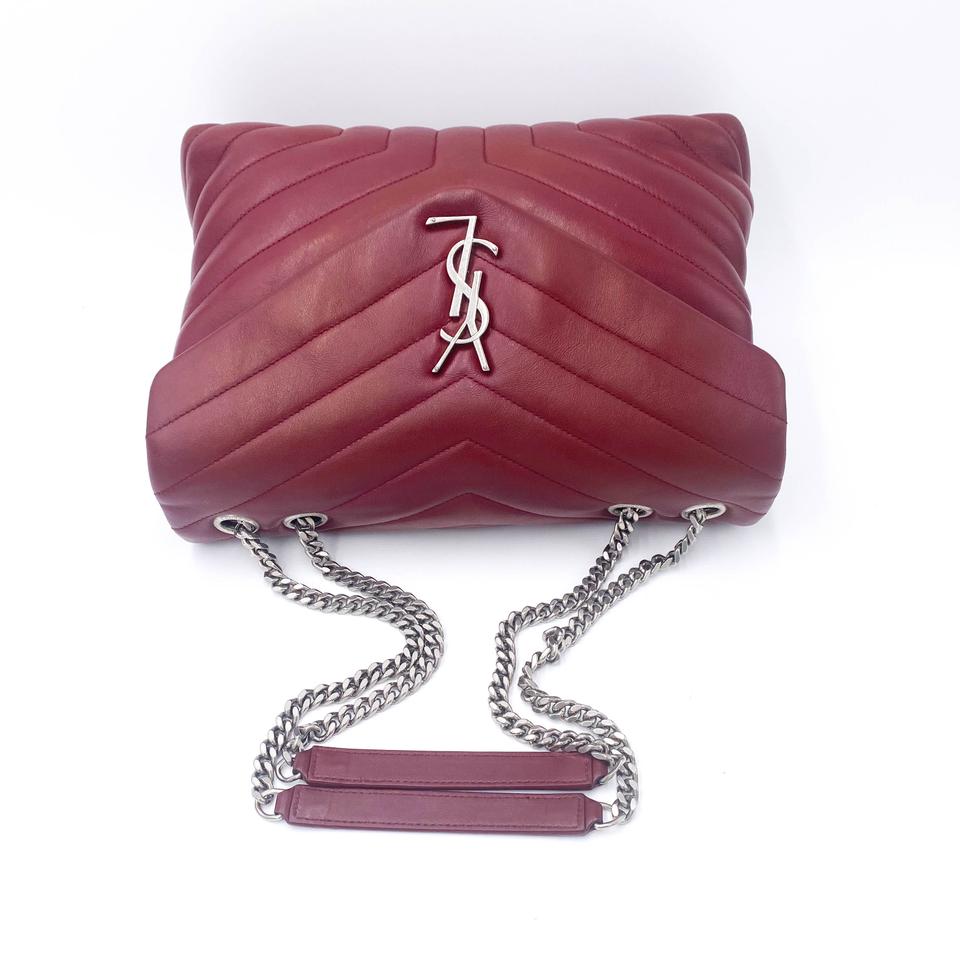 Saint Laurent Monogram Loulou Calfskin Y Quilted Monogram Medium Chain Satchel Palissandre Red Leather Shoulder Bag - image 9