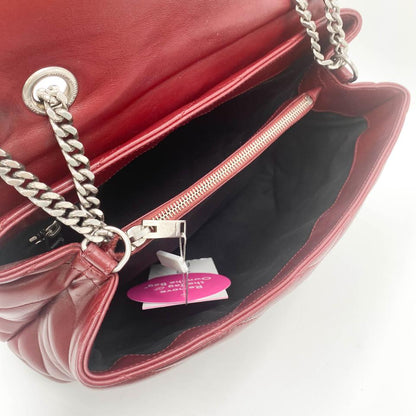 Saint Laurent Monogram Loulou Calfskin Y Quilted Monogram Medium Chain Satchel Palissandre Red Leather Shoulder Bag - image 10