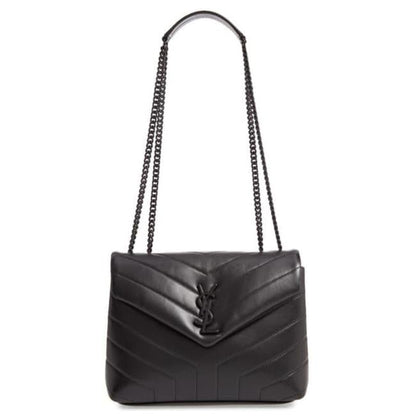 Saint Laurent Monogram Loulou Calfskin Y Quilted Monogram Small Chain Satchel Black Leather Shoulder Bag - image 1