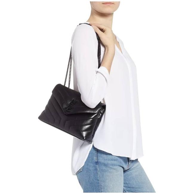 Saint Laurent Monogram Loulou Calfskin Y Quilted Monogram Small Chain Satchel Black Leather Shoulder Bag - image 2