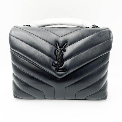 Saint Laurent Monogram Loulou Calfskin Y Quilted Monogram Small Chain Satchel Black Leather Shoulder Bag - image 3