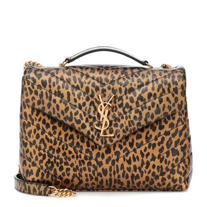 Saint Laurent Monogram Loulou Calfskin Y Quilted Monogram Small Chain Satchel Leopard Black Leather Shoulder Bag - image 1