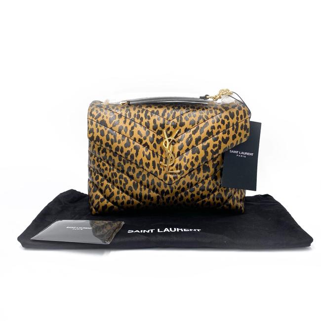 Saint Laurent Monogram Loulou Calfskin Y Quilted Monogram Small Chain Satchel Leopard Black Leather Shoulder Bag - image 3