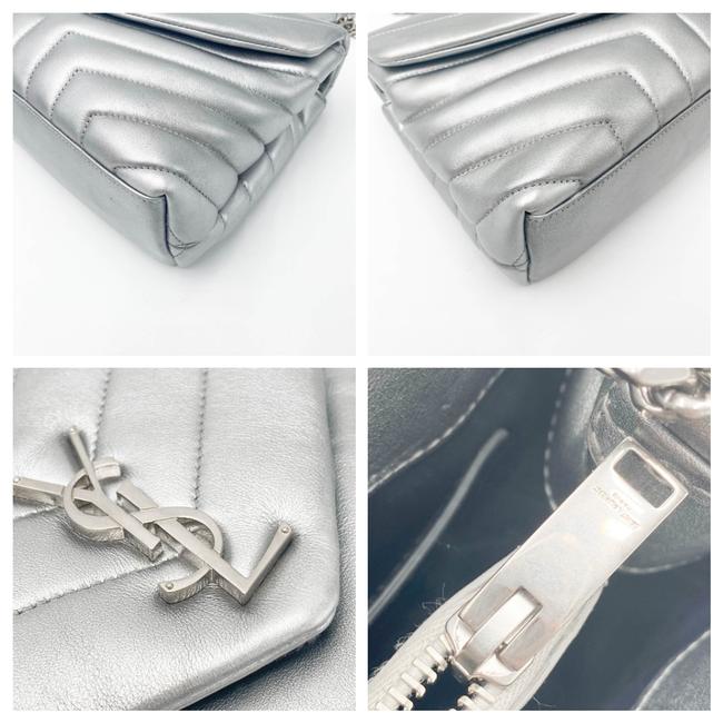 Saint Laurent Monogram Loulou Calfskin Y Quilted Monogram Small Chain Satchel Silver Leather Shoulder Bag - image 11