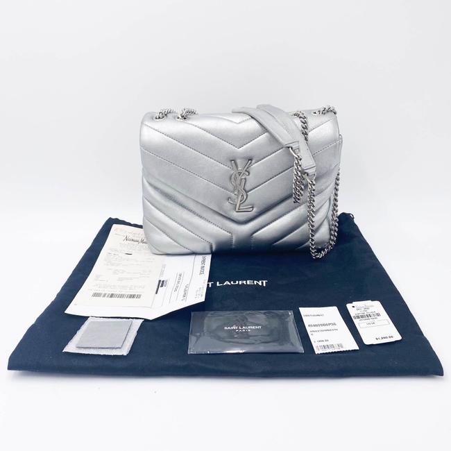 Saint Laurent Monogram Loulou Calfskin Y Quilted Monogram Small Chain Satchel Silver Leather Shoulder Bag - image 3