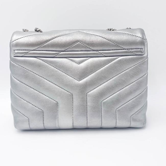 Saint Laurent Monogram Loulou Calfskin Y Quilted Monogram Small Chain Satchel Silver Leather Shoulder Bag - image 5