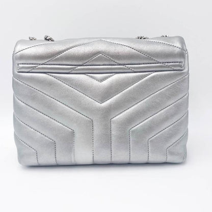 Saint Laurent Monogram Loulou Calfskin Y Quilted Monogram Small Chain Satchel Silver Leather Shoulder Bag - image 5