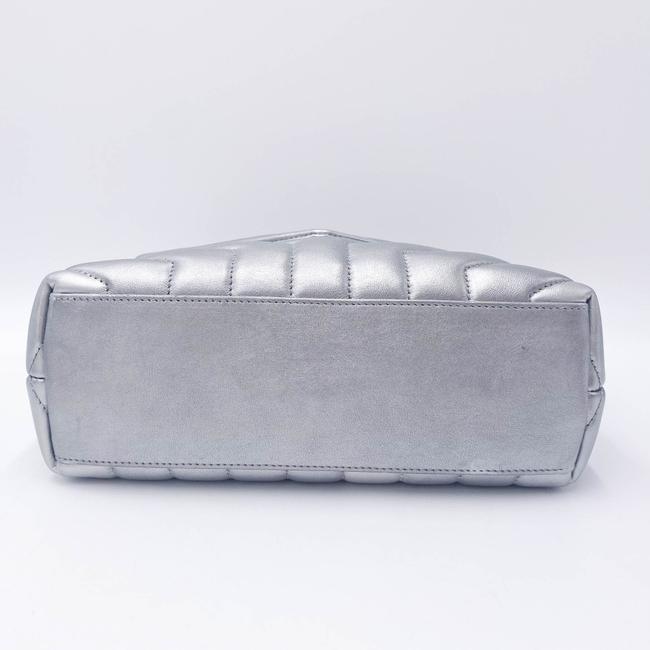 Saint Laurent Monogram Loulou Calfskin Y Quilted Monogram Small Chain Satchel Silver Leather Shoulder Bag - image 7