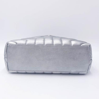 Saint Laurent Monogram Loulou Calfskin Y Quilted Monogram Small Chain Satchel Silver Leather Shoulder Bag - image 7