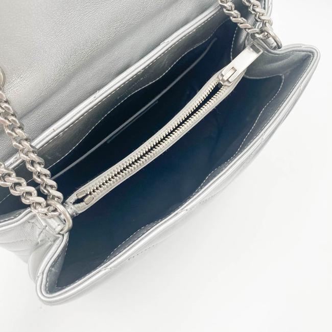 Saint Laurent Monogram Loulou Calfskin Y Quilted Monogram Small Chain Satchel Silver Leather Shoulder Bag - image 10