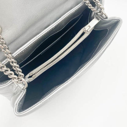 Saint Laurent Monogram Loulou Calfskin Y Quilted Monogram Small Chain Satchel Silver Leather Shoulder Bag - image 10