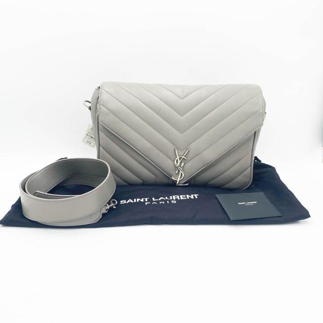 Saint Laurent Monogram Loulou Calfskin Y Quilted Pearl Grey Leather Shoulder Bag - photo 2