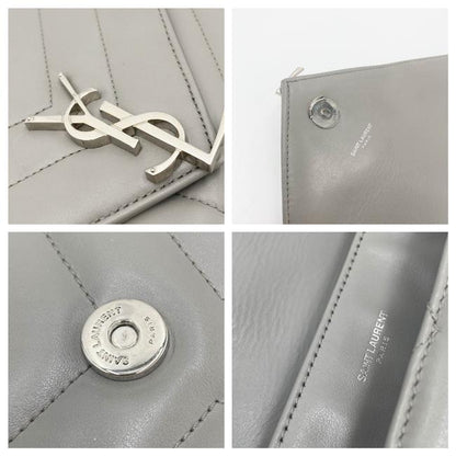 Saint Laurent Monogram Loulou Calfskin Y Quilted Pearl Grey Leather Shoulder Bag - photo 12