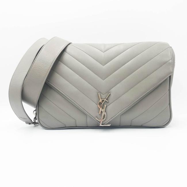 Saint Laurent Monogram Loulou Calfskin Y Quilted Pearl Grey Leather Shoulder Bag - photo 3
