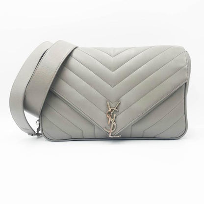 Saint Laurent Monogram Loulou Calfskin Y Quilted Pearl Grey Leather Shoulder Bag - photo 3