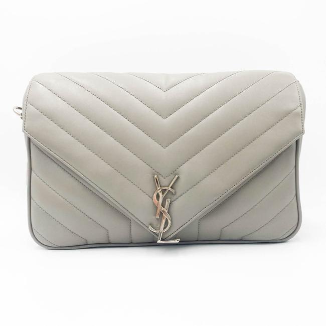 Saint Laurent Monogram Loulou Calfskin Y Quilted Pearl Grey Leather Shoulder Bag - photo 4