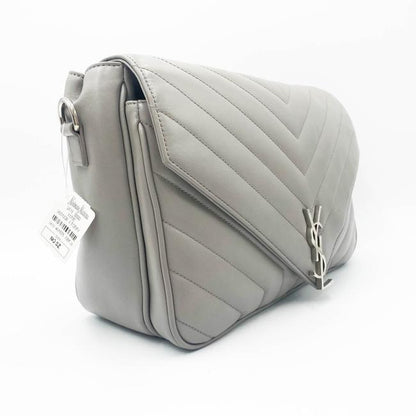 Saint Laurent Monogram Loulou Calfskin Y Quilted Pearl Grey Leather Shoulder Bag - photo 6