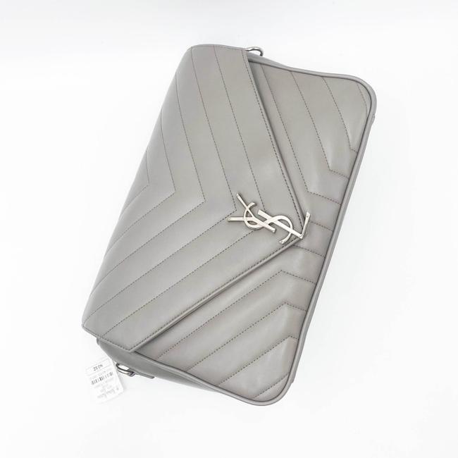 Saint Laurent Monogram Loulou Calfskin Y Quilted Pearl Grey Leather Shoulder Bag - photo 8