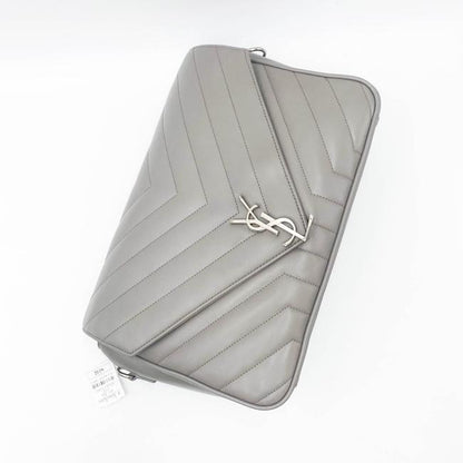 Saint Laurent Monogram Loulou Calfskin Y Quilted Pearl Grey Leather Shoulder Bag - photo 8