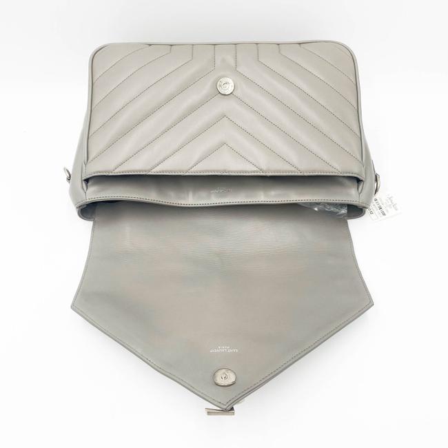 Saint Laurent Monogram Loulou Calfskin Y Quilted Pearl Grey Leather Shoulder Bag - photo 9