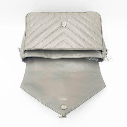 Saint Laurent Monogram Loulou Calfskin Y Quilted Pearl Grey Leather Shoulder Bag - photo 9