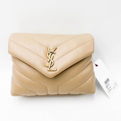 Saint Laurent Monogram Loulou Crossbody Mini Matelasse Beige Leather Shoulder Bag - image 5