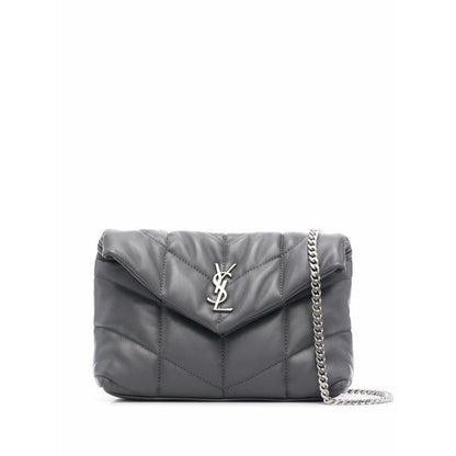 Saint Laurent Monogram Loulou Lou Mini Puffer Grey Leather Shoulder Bag - image 1