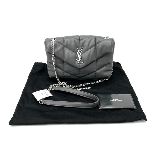 Saint Laurent Monogram Loulou Lou Mini Puffer Grey Leather Shoulder Bag - image 3