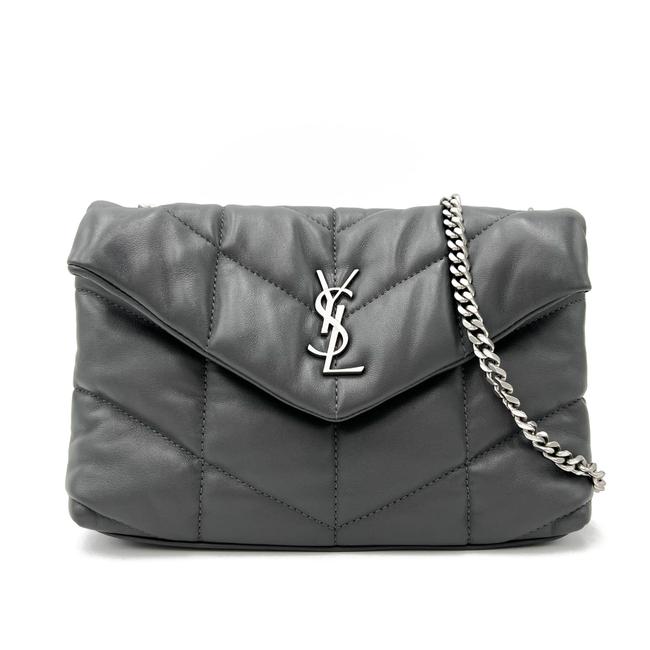 Saint Laurent Monogram Loulou Lou Mini Puffer Grey Leather Shoulder Bag - image 4