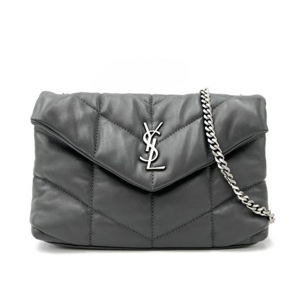 Saint Laurent Monogram Loulou Lou Mini Puffer Grey Leather Shoulder Bag - image 4