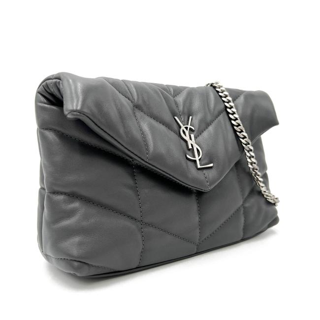 Saint Laurent Monogram Loulou Lou Mini Puffer Grey Leather Shoulder Bag - image 5