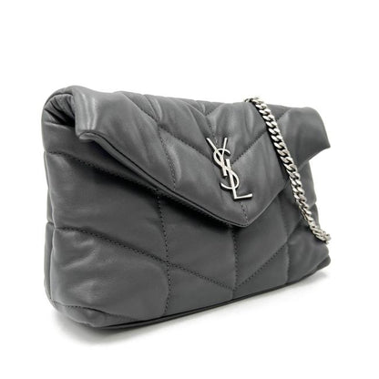 Saint Laurent Monogram Loulou Lou Mini Puffer Grey Leather Shoulder Bag - image 5