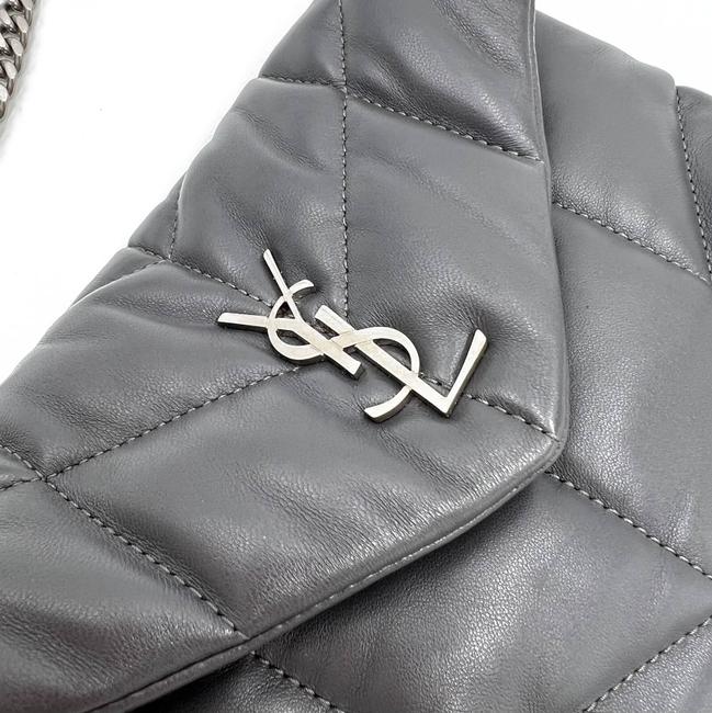 Saint Laurent Monogram Loulou Lou Mini Puffer Grey Leather Shoulder Bag - image 8