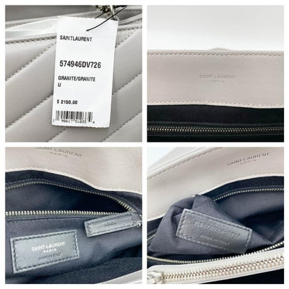 Saint Laurent Monogram Loulou Medium Matelasse Grey Leather Shoulder Bag - image 12
