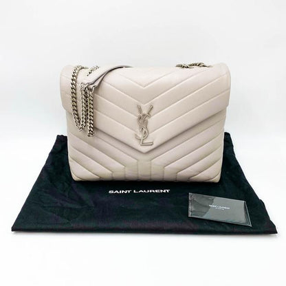 Saint Laurent Monogram Loulou Medium Matelasse Grey Leather Shoulder Bag - image 4