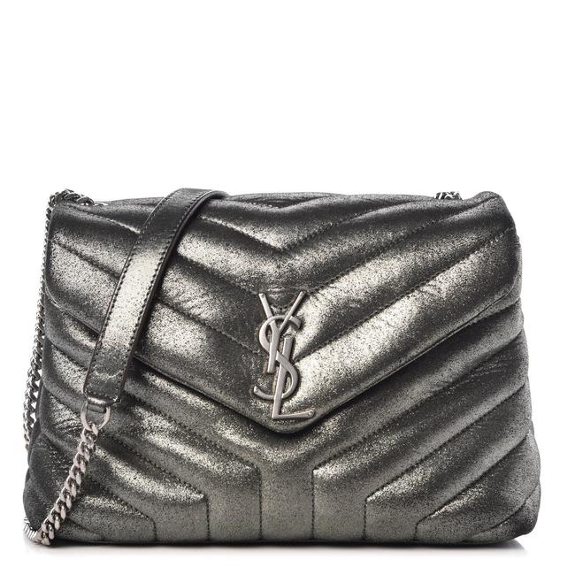 Saint Laurent Monogram Loulou Metallic Calfskin Monogram Small Chain Grey Leather Cross Body Bag - image 1